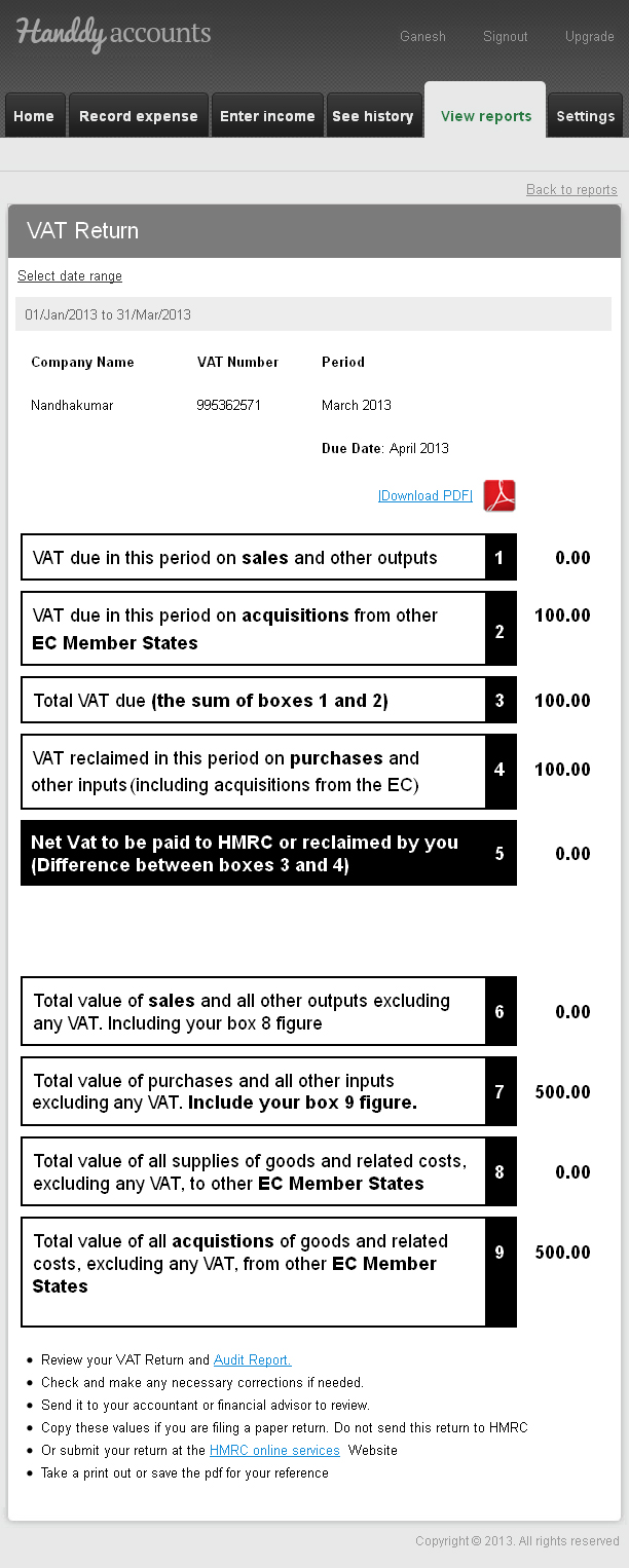 Vat-report